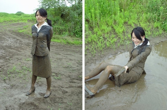 泥んこまみれのリクルートスーツ